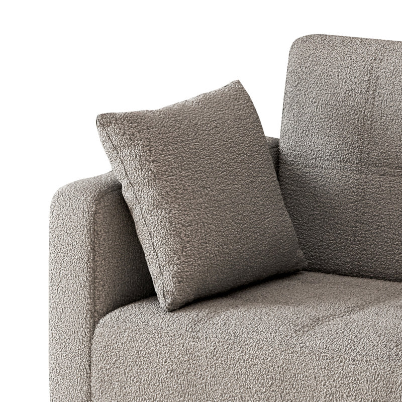 Arrow Boucle Fabric 3 Seater Convertible Sofa Cum Bed In Cement Beige Colour - Febonic Living