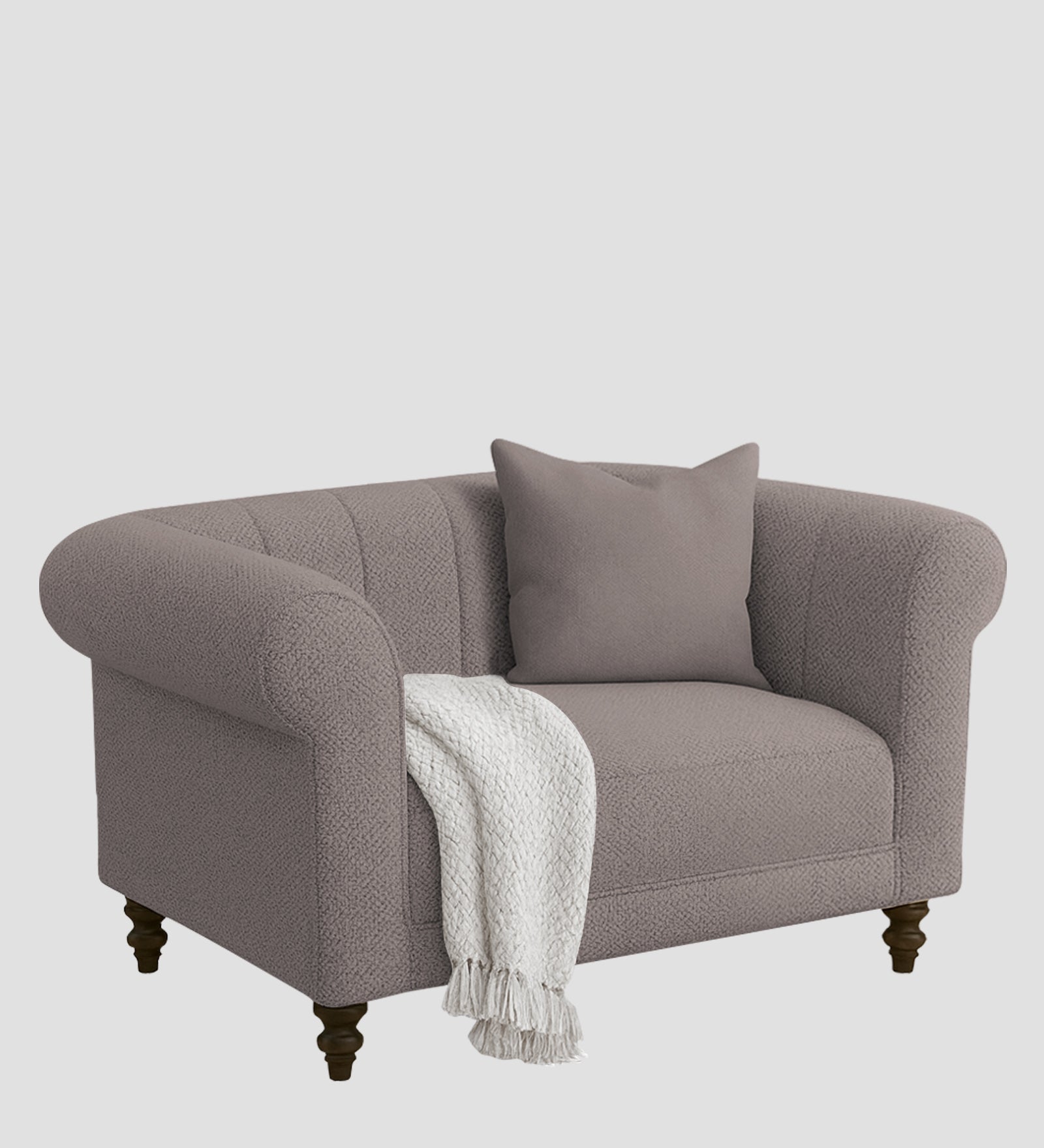 Sahara Fabric 1 Seater Sofa In Silk Grey Colour
