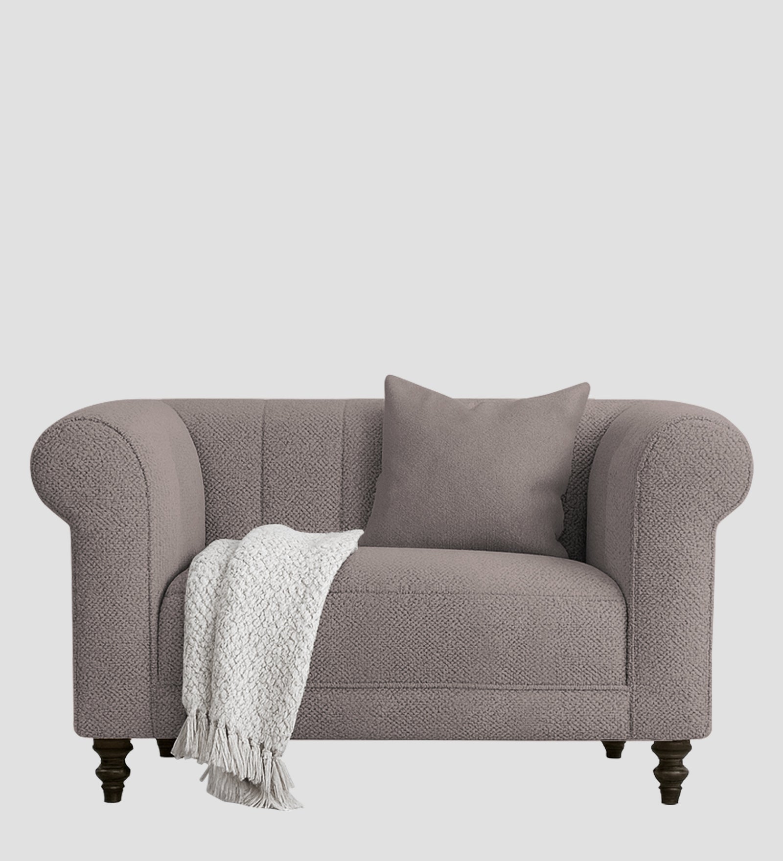 Sahara Fabric 1 Seater Sofa In Silk Grey Colour