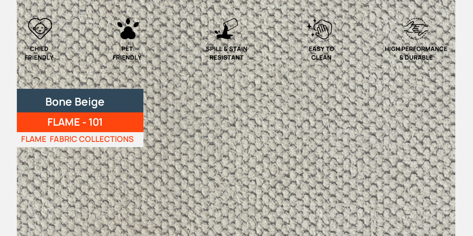 Sahara Fabric 3 Seater Sofa In Bone Beige Colour
