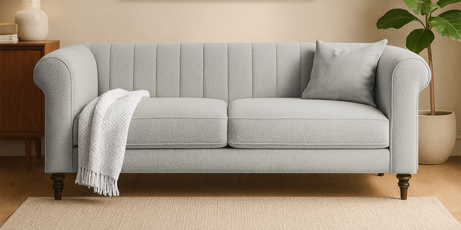 Sahara Fabric 3 Seater Sofa In Bone Beige Colour