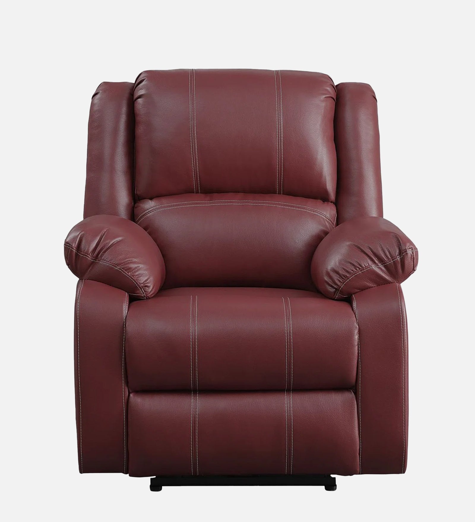 Santo 1 Seater Motorized Leatherette Recliner - Red Maroon - Front View by Febonic Living