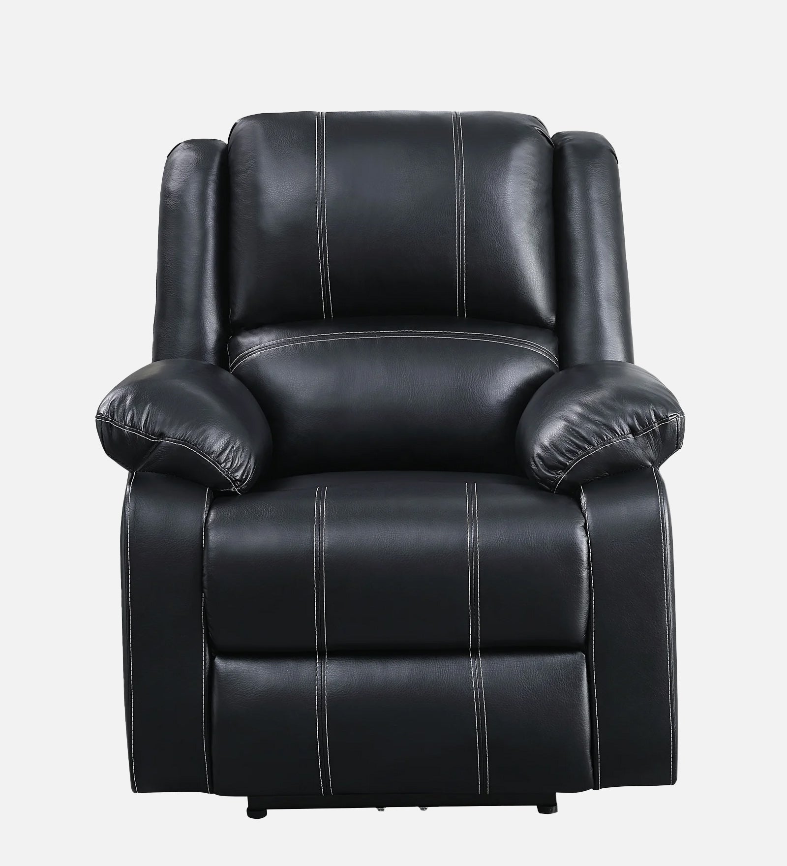 Santo 1 Seater Motorized Leatherette Recliner - Zed Black - Front View by Febonic Living