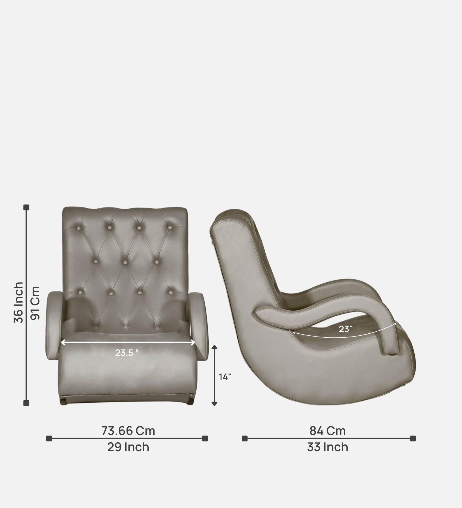 Saro Leatherette Rocking Chair in Steel Grey Colour - Febonic Living