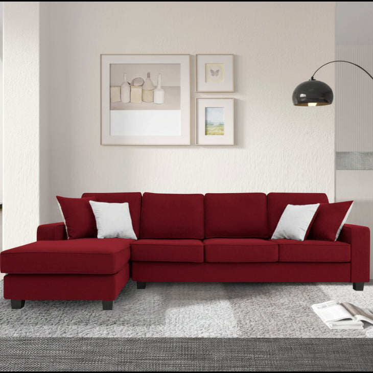 Ladybug RHS (3+Lounger) Fabric Sectional Sofa - Blood Maroon by Febonic Living