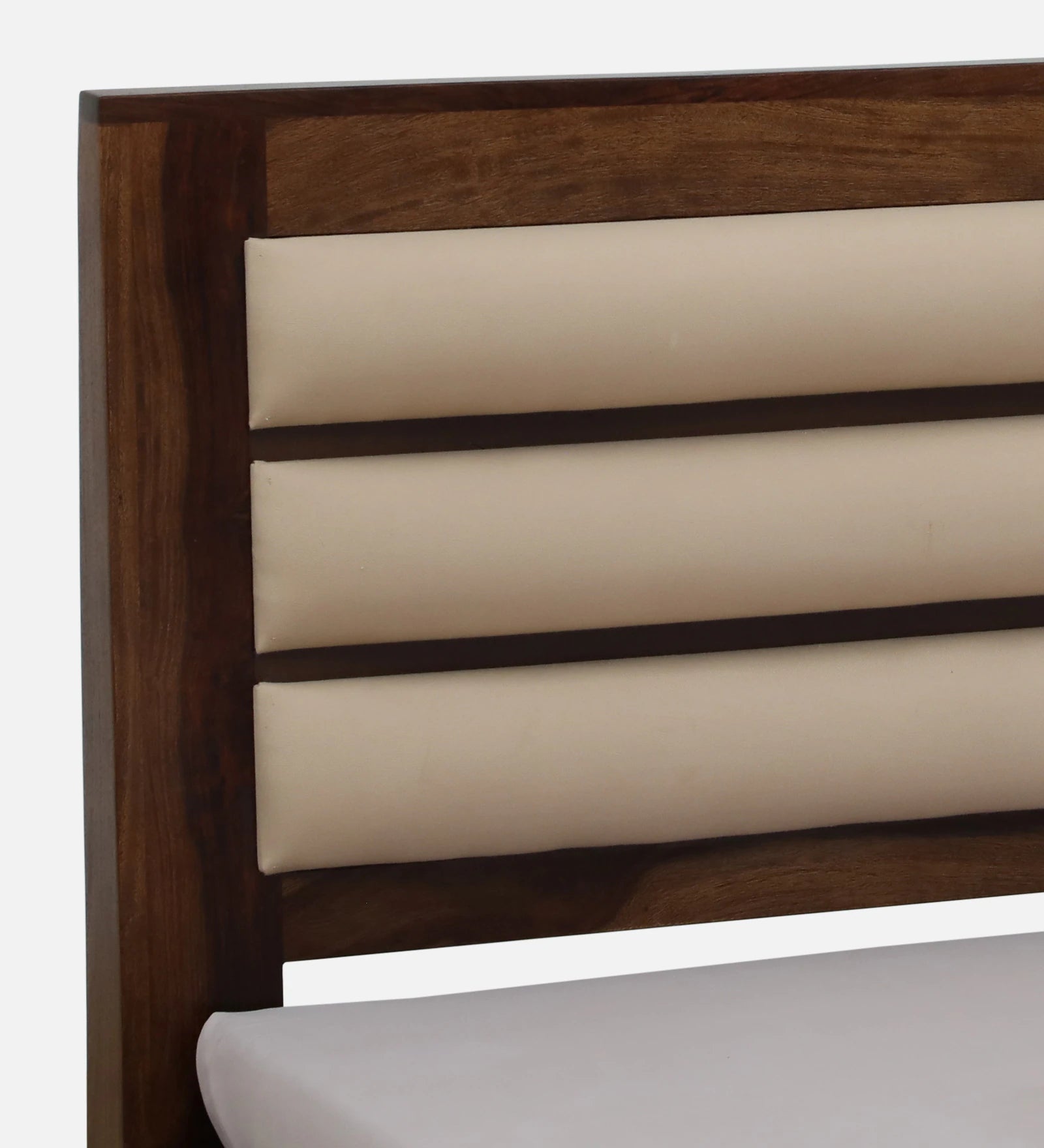 Mejun Sheesham Wood Queen Size Bed In Provincial Teak Finish With Padded Headboard Hydraulic Storage - Febonic Living