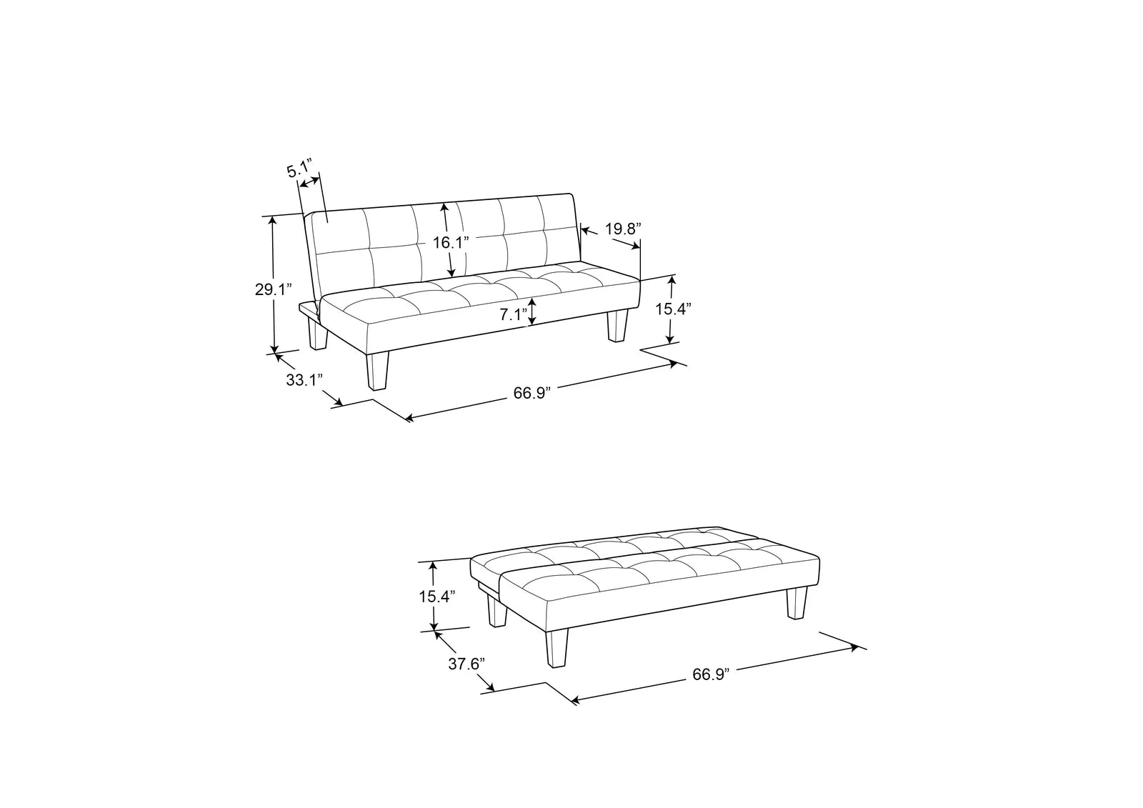 Clover Fabric 3 Seater Convertible Sofa Cum Bed In Maba Grey Colour - Febonic Living