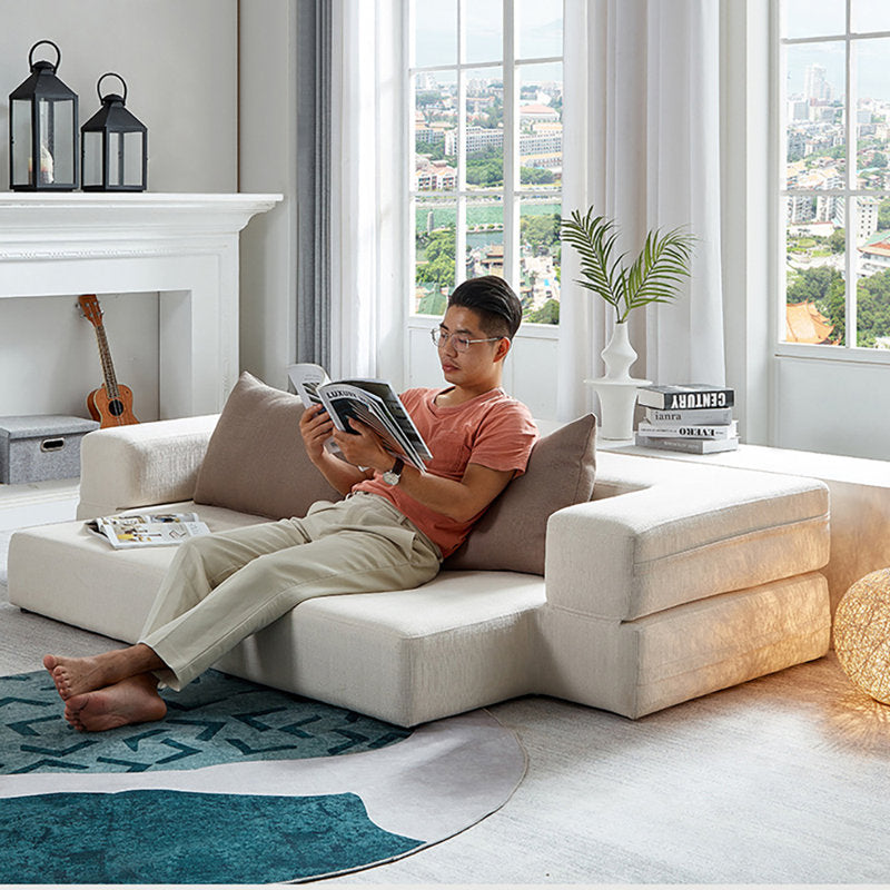 Ranko Velvet 3 Seater Foldable Sofa Bed In Warm White Colour - Febonic Living