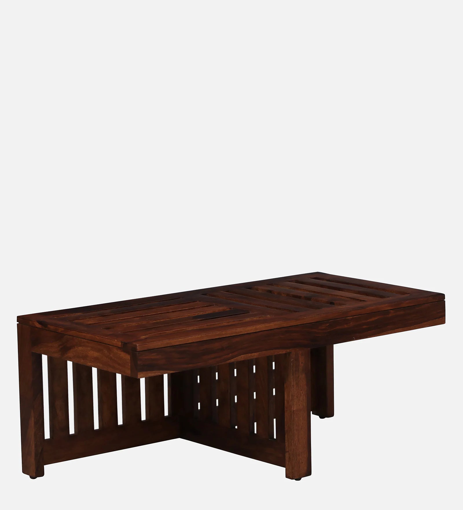 Nizwa Solid Wood Nesting Coffee Table Set in Honey Oak Finish With Cushioned Stools - Febonic Living