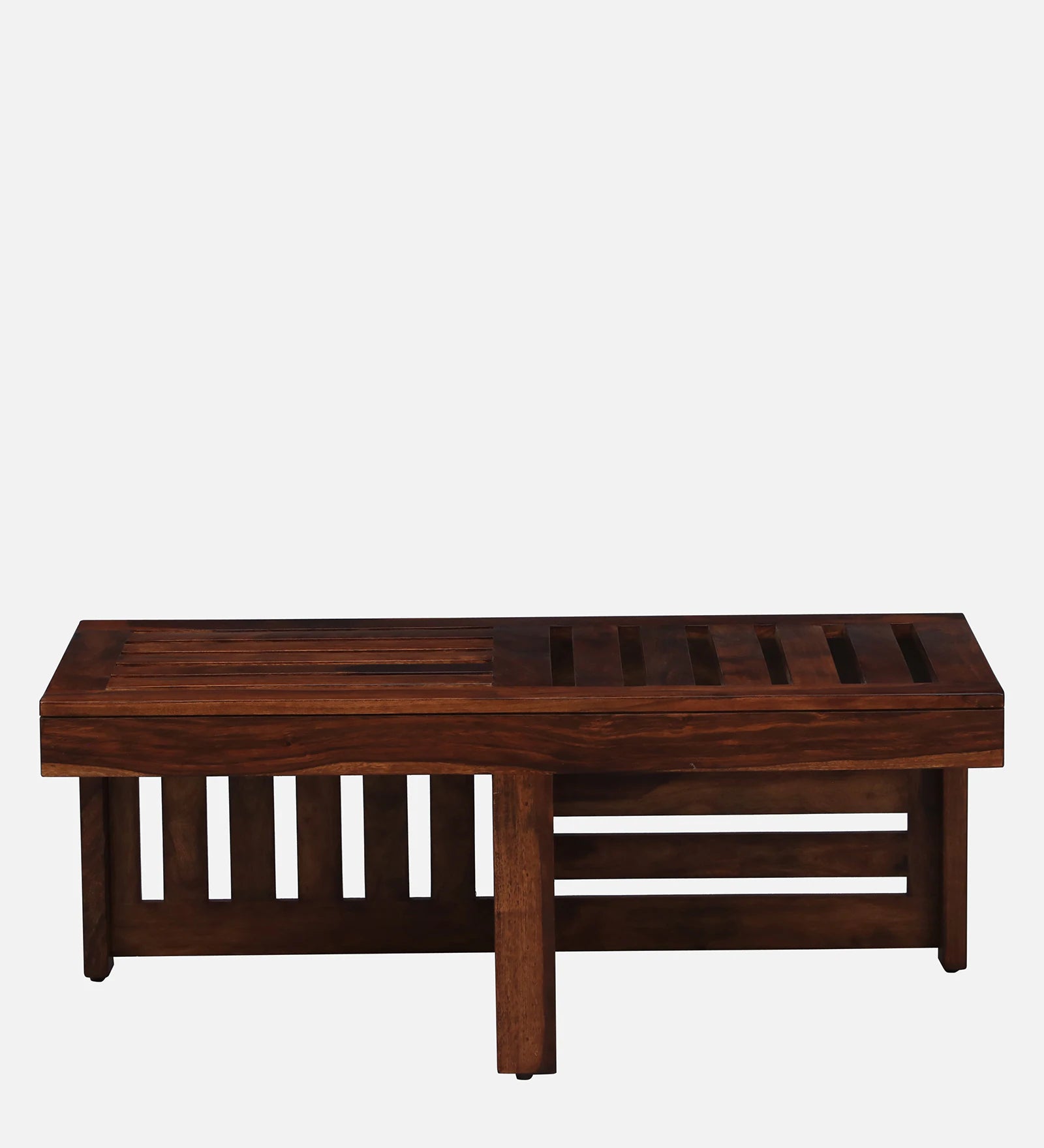 Nizwa Solid Wood Nesting Coffee Table Set in Honey Oak Finish With Cushioned Stools - Febonic Living