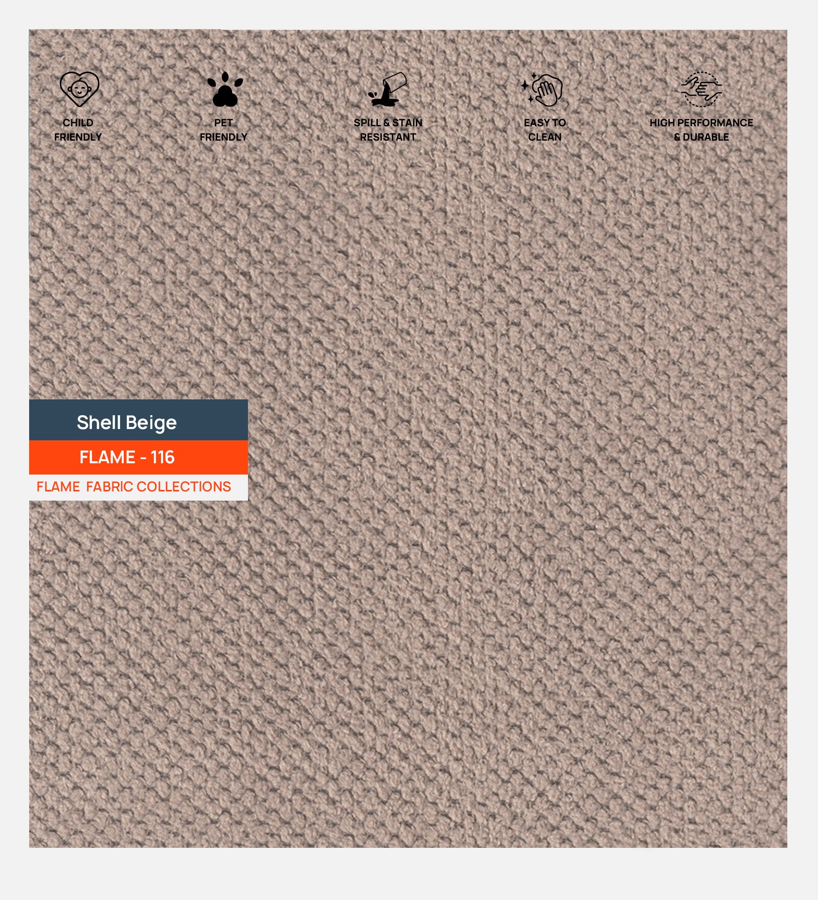 Polycotton Flame Fabric Shell Beige 116 Code - Febonic Living