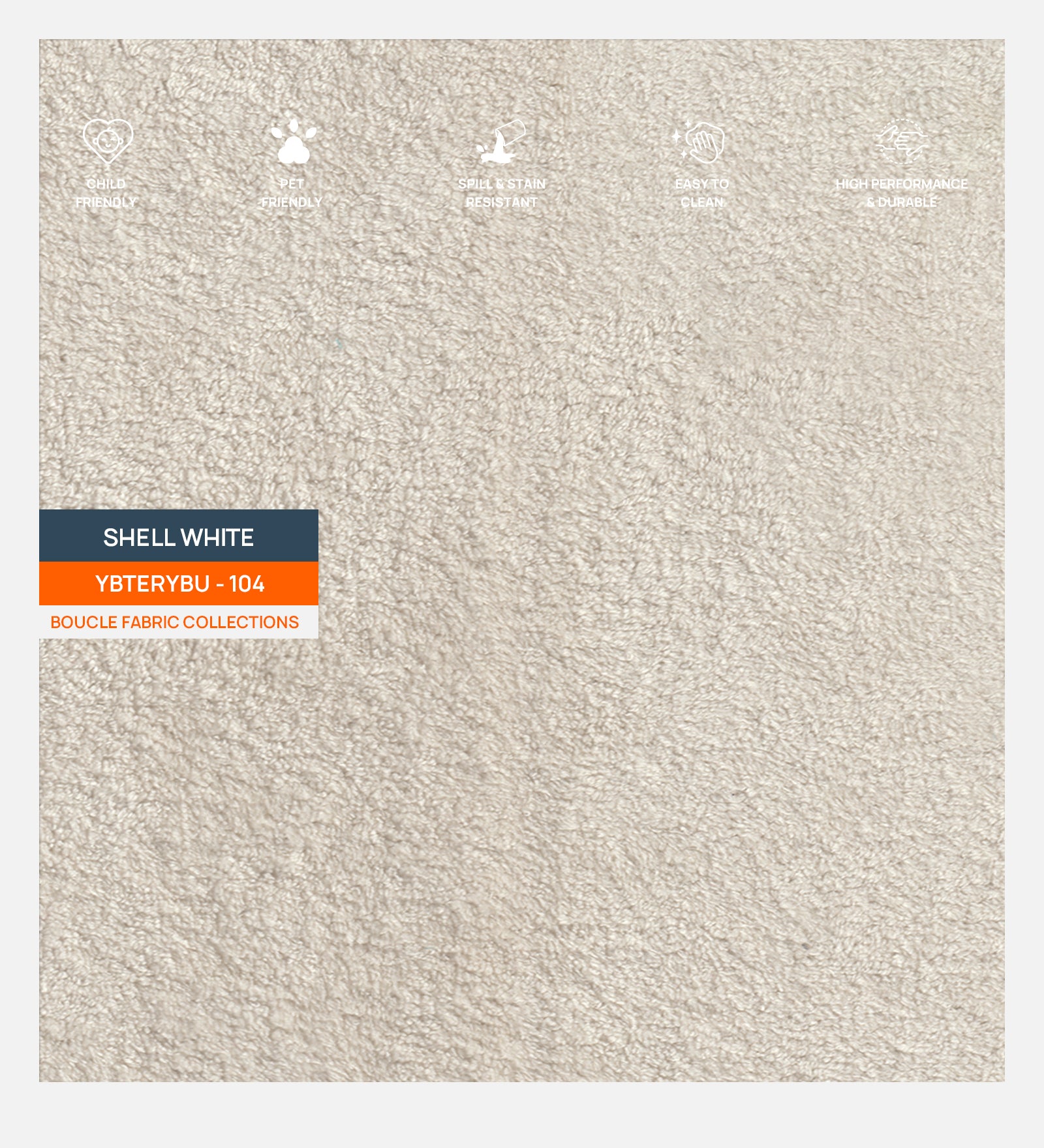 Boucle Terry Fabric Shell White Plain 104 Code - Febonic Living