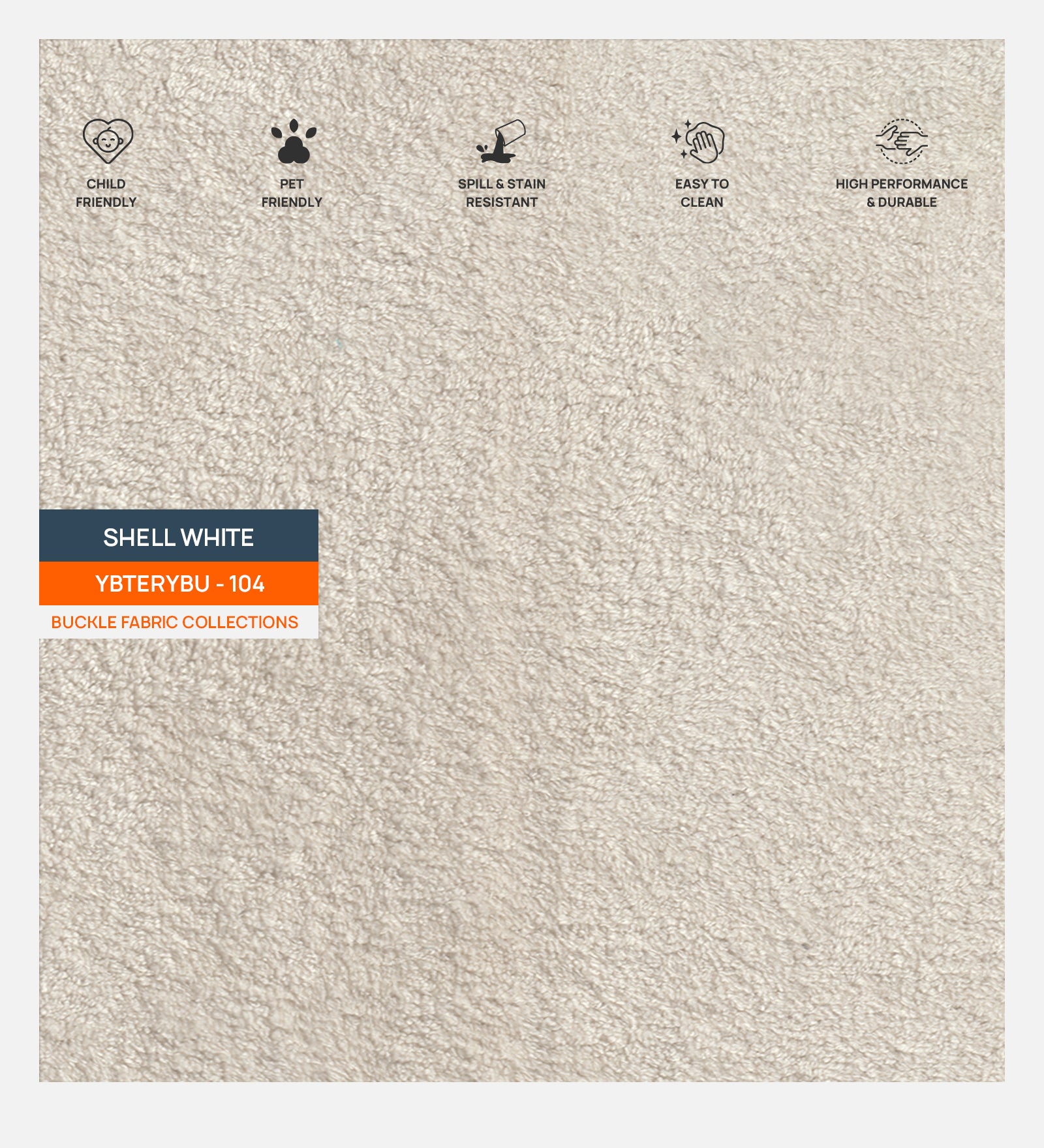Zoro Boucle Fabric Queen Size Bed in Shell White Colour - Febonic Living