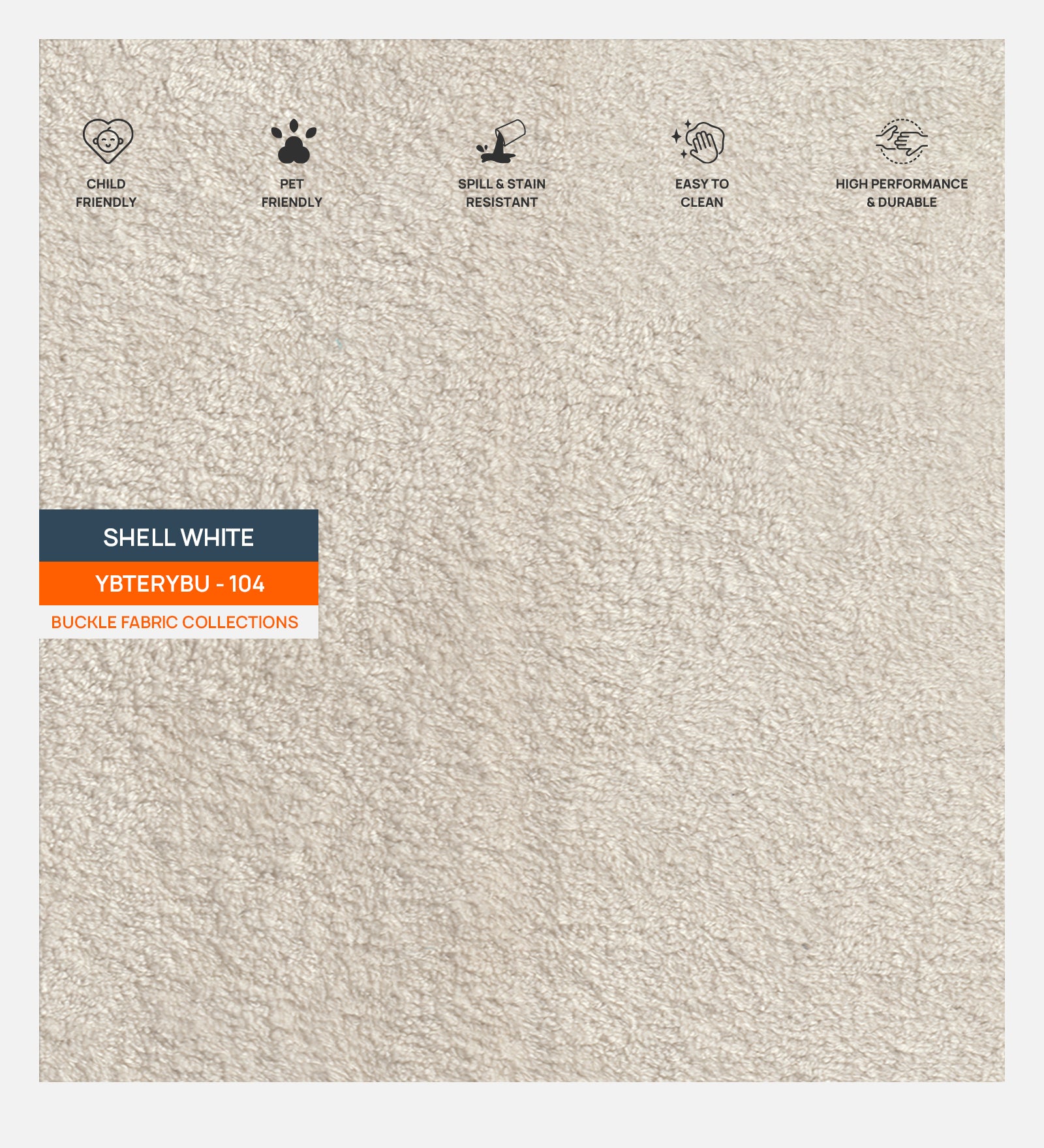 Nemo Boucle Fabric Queen Size Bed in Shell White Colour - Febonic Living