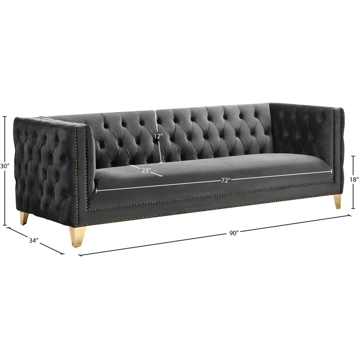 Sickle Velvet 3 Seater Sofa In Davy Grey Colour