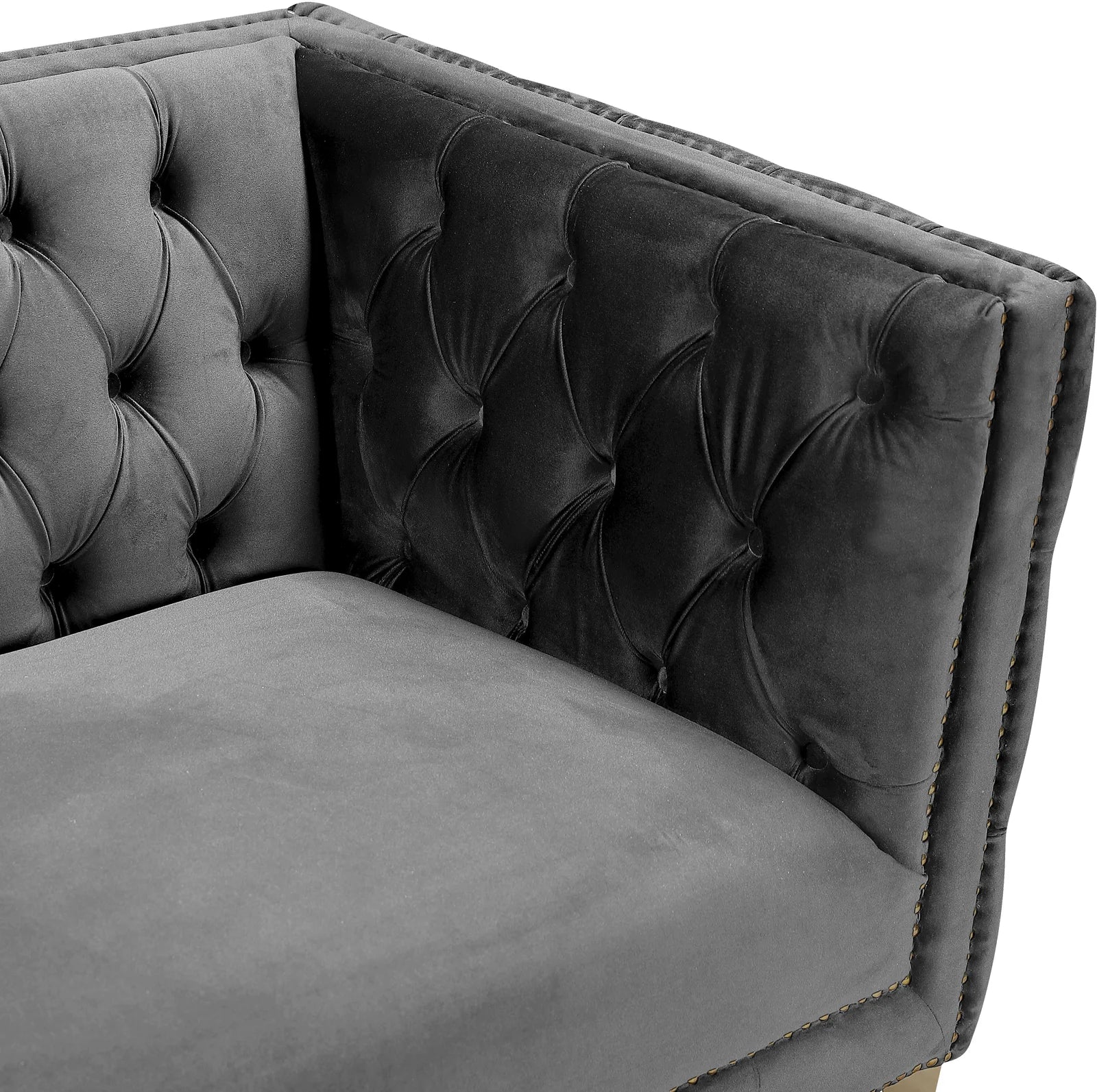 Sickle Velvet 3 Seater Sofa In Davy Grey Colour - Febonic Living