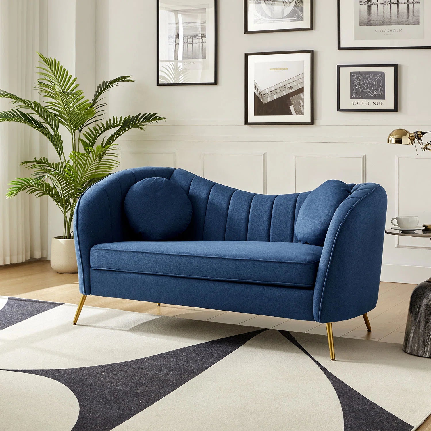 Sidewell Fabric 2 Seater Sofa In Royal blue Colour - Febonic Living