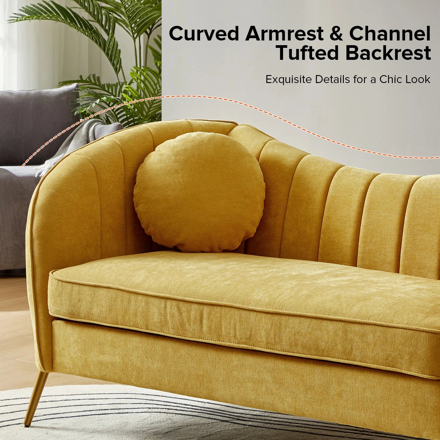 Sidewell Fabric 2 Seater Sofa In Bold Yellow Colour - Febonic Living