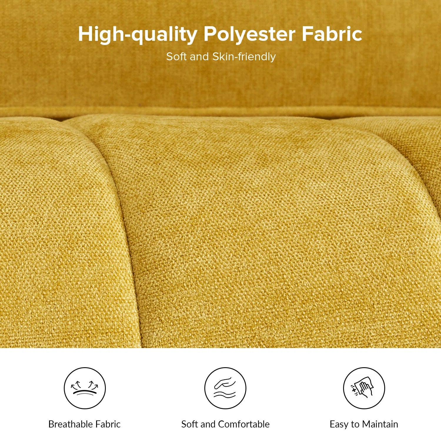 Sidewell Fabric 2 Seater Sofa In Bold Yellow Colour - Febonic Living