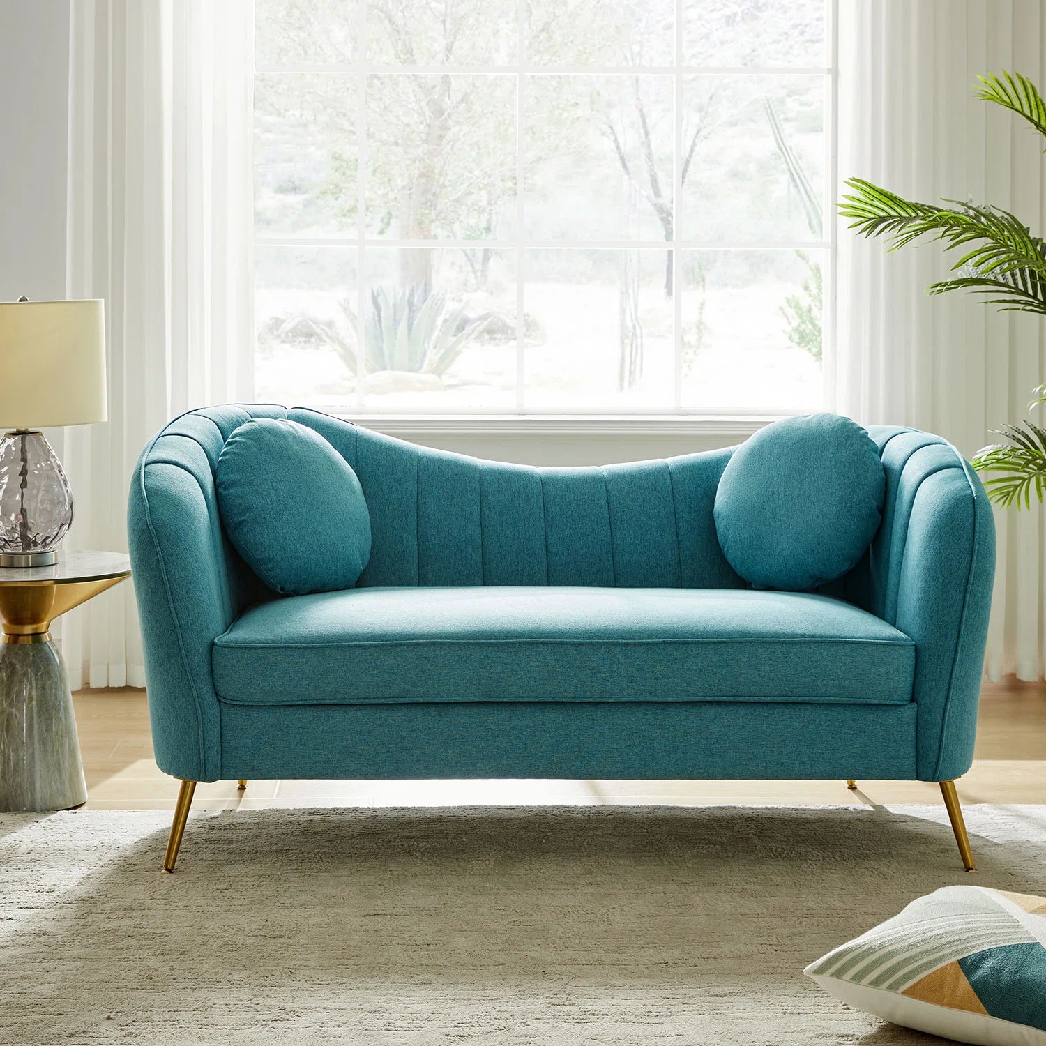 Sidewell Fabric 2 Seater Sofa In Sea Green Colour - Febonic Living