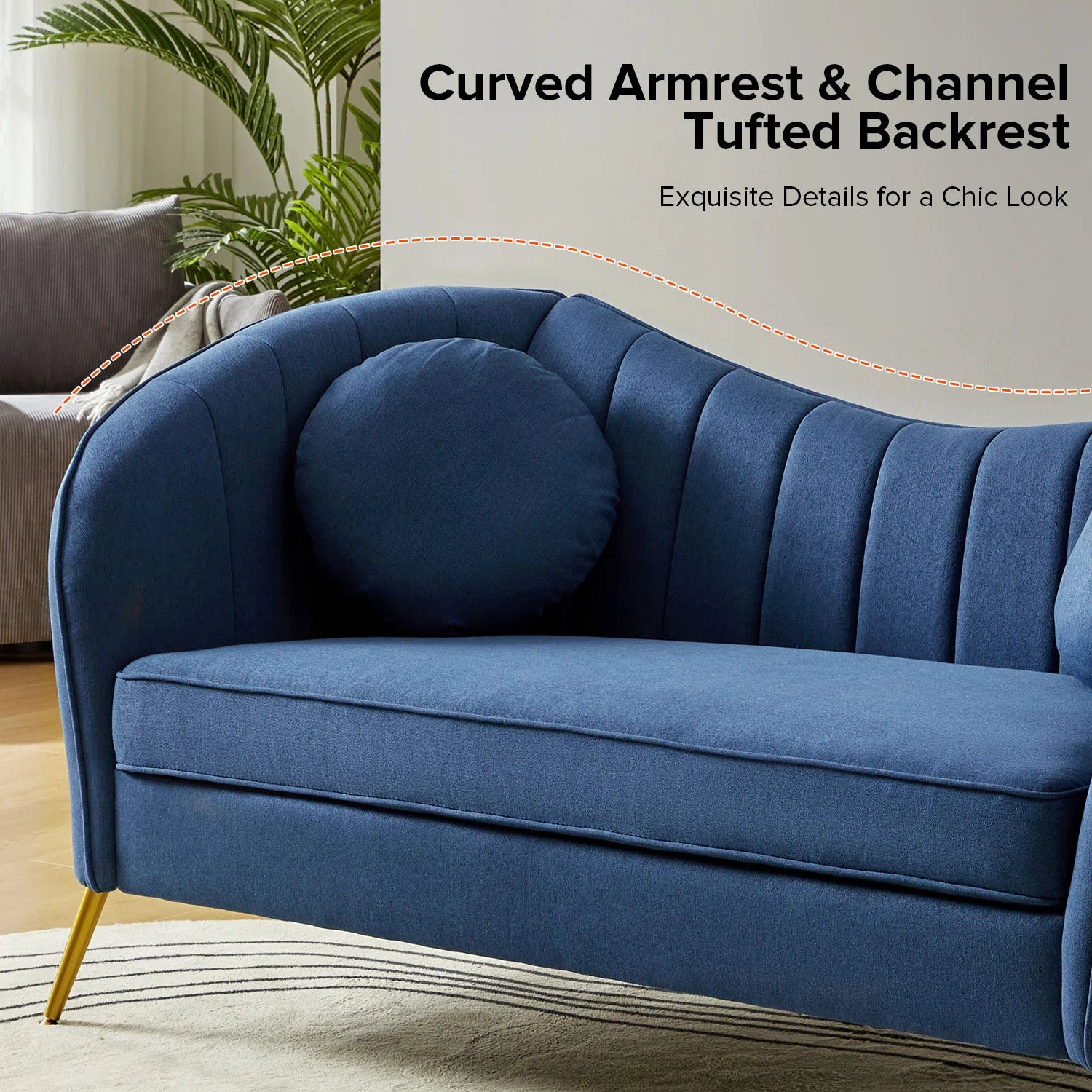 Sidewell Fabric 2 Seater Sofa In Royal blue Colour - Febonic Living