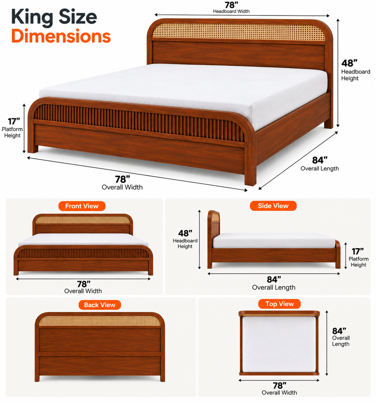 Siki Sheesham Wood King Size Bed In Provincial Teak Finish