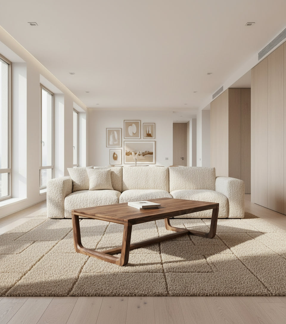 Sikri Rectangular Solid Wood Coffee Table In Teak Finish