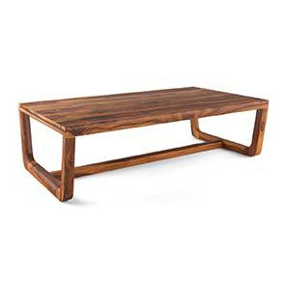 Sikri Rectangular Solid Wood Coffee Table In Teak Finish