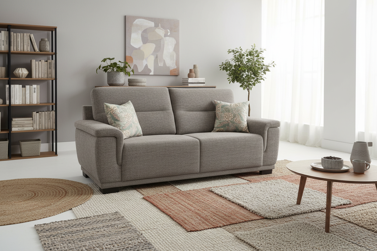 Siro 3 Seater Fabric Sofa - Ash Grey by Febonic Living