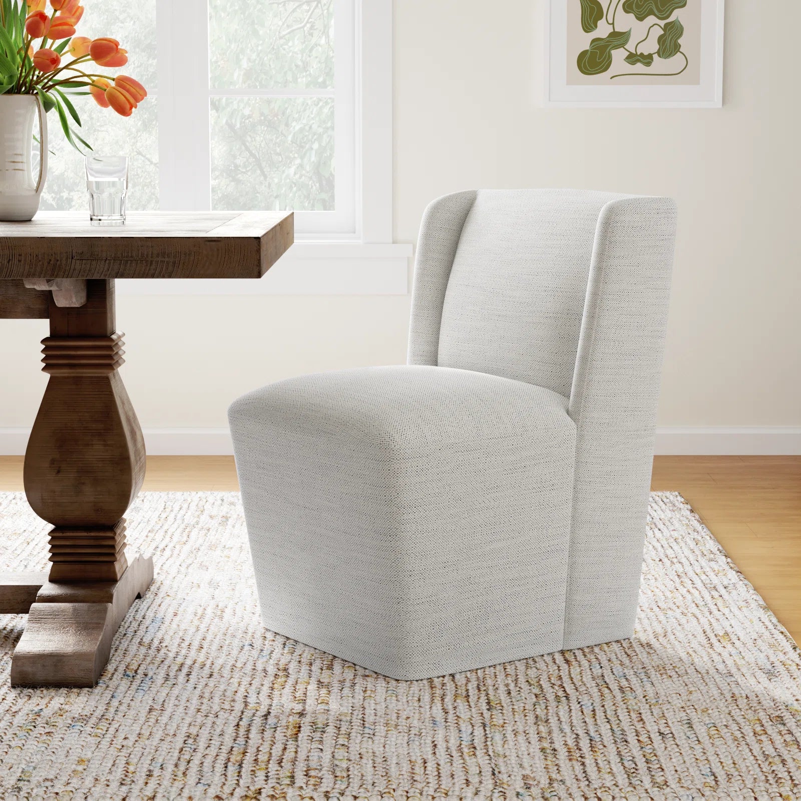Slava Fabric Dining Chair In Lit Grey Colour (Set of 2)
