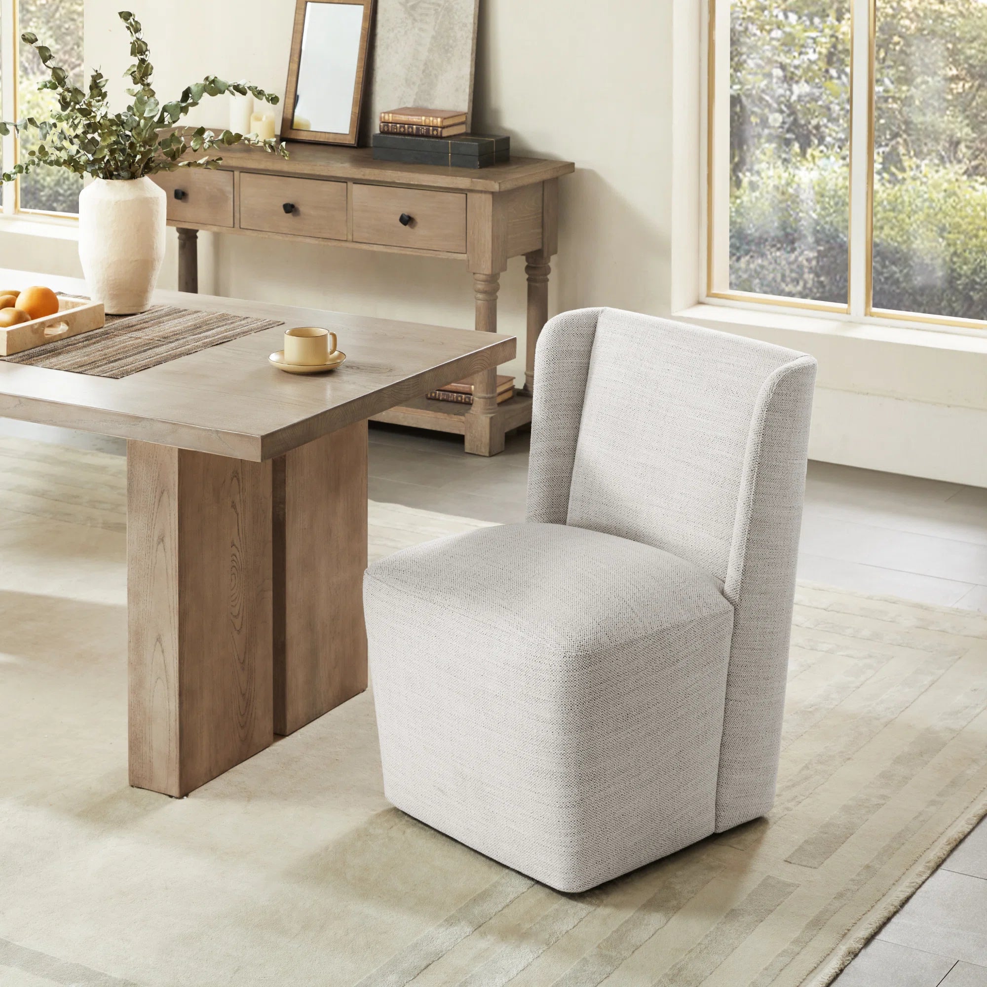 Slava Fabric Dining Chair In Lit Grey Colour (Set of 2)