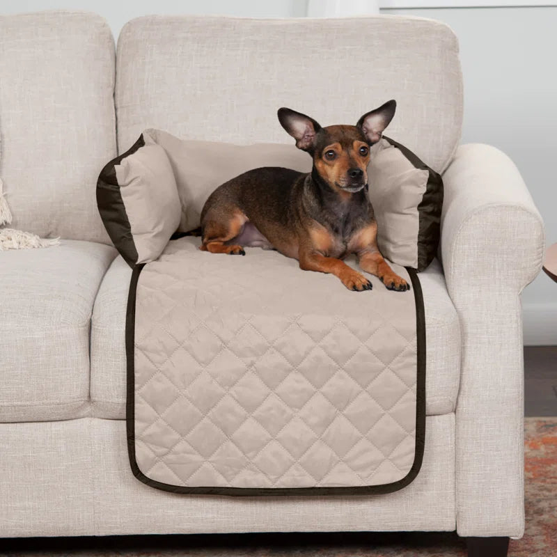 Buddy Velvet Quilted Dog Bed Sofa Cover in Brown Colour - Febonic Living