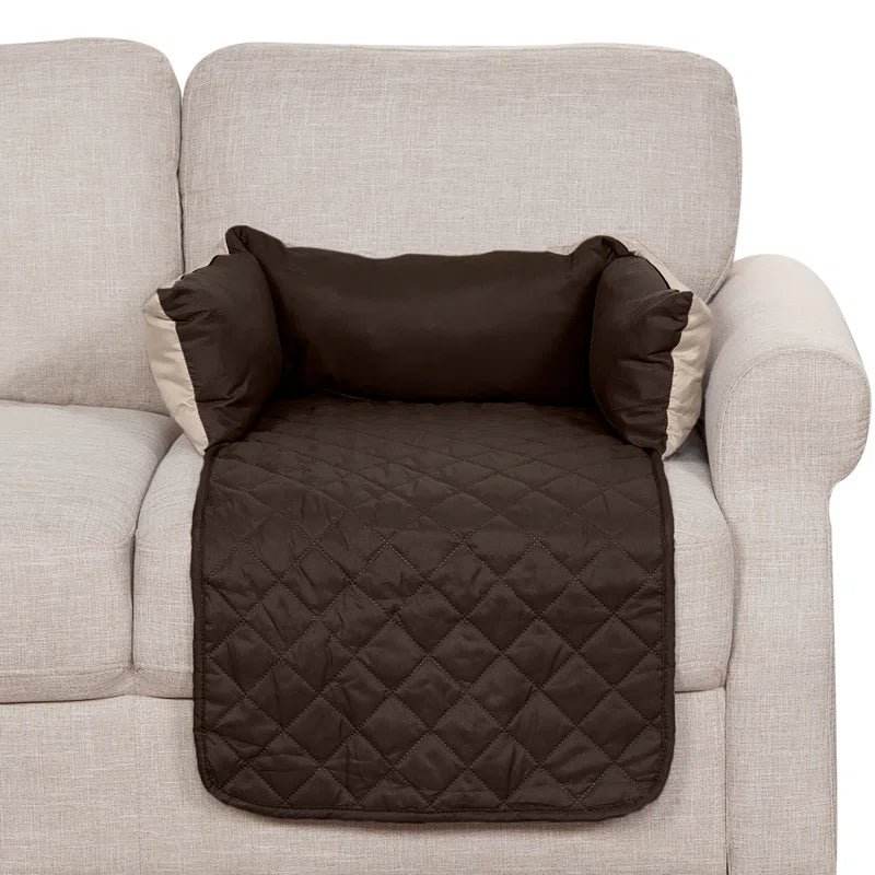 Buddy Velvet Quilted Dog Bed Sofa Cover in Brown Colour - Febonic Living