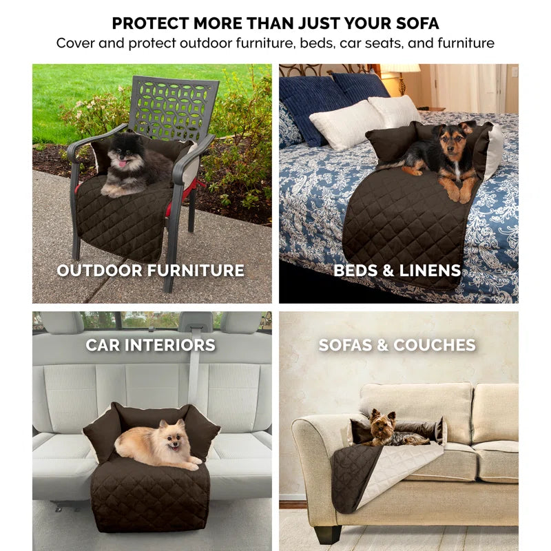 Buddy Velvet Quilted Dog Bed Sofa Cover in Brown Colour - Febonic Living