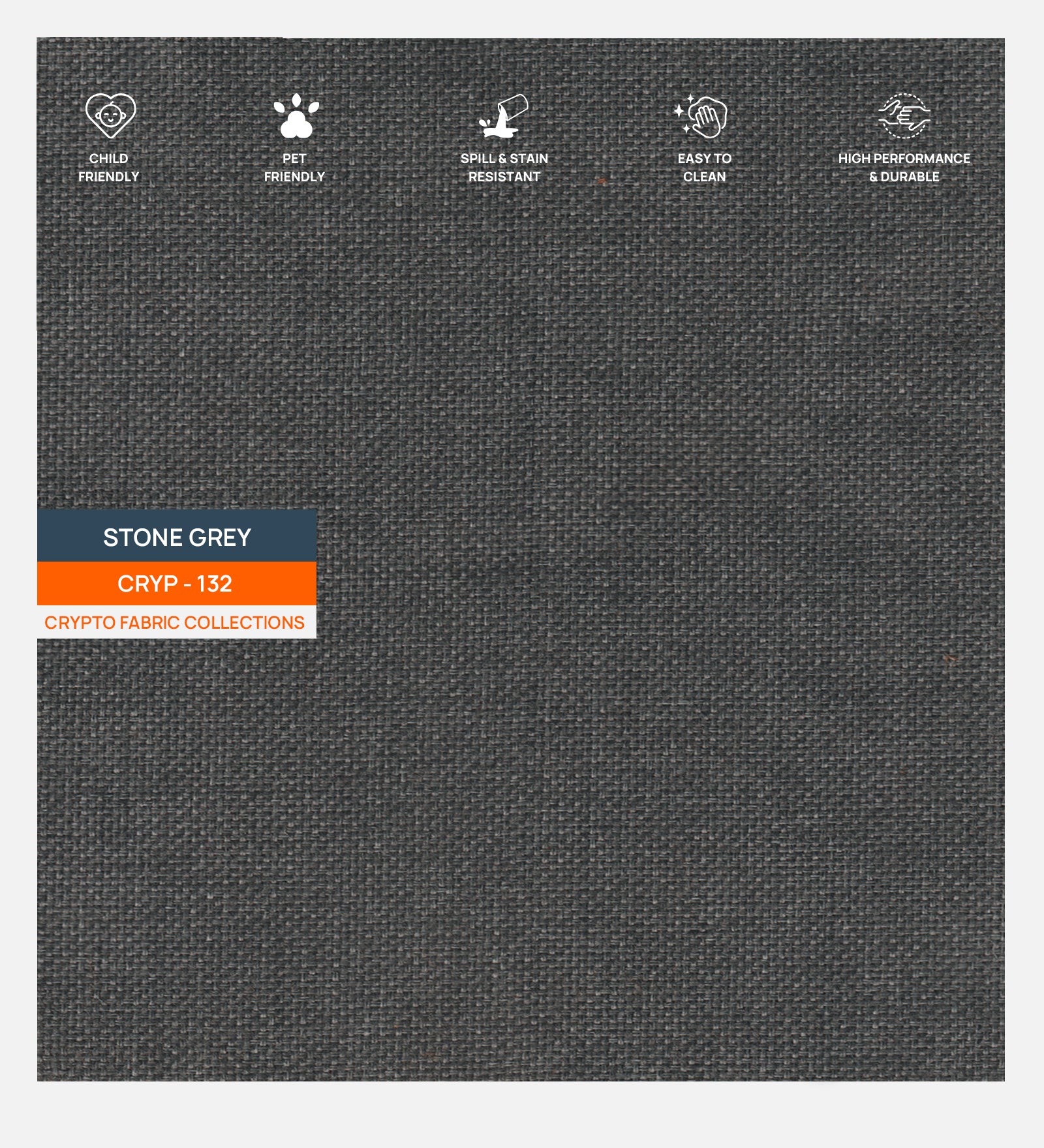 Stone Grey Crypto Poly Cotton Fabric