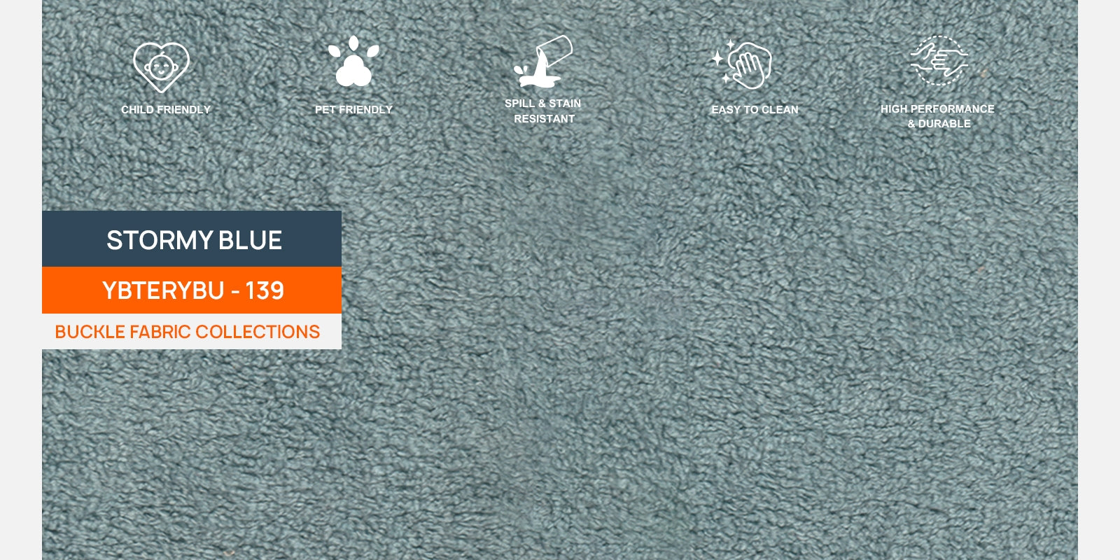 Corny Boucle Fabric 3 Seater Sofa In Stormy Blue Colour - Febonic Living