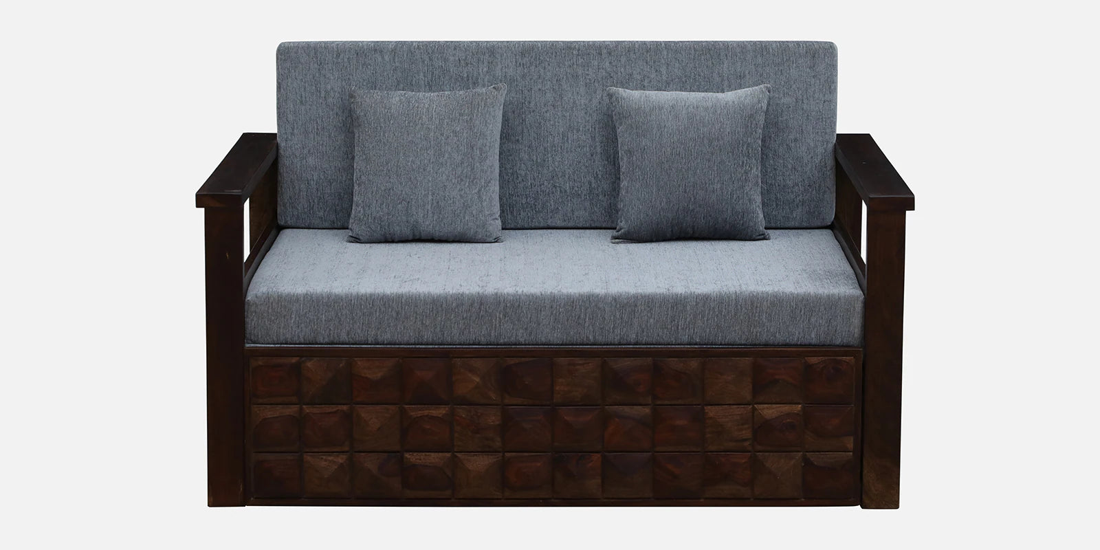 Belmani Sheesham Wood Pull Out 2 Seater Sofa Cum Bed In Provincial Teak Finish with Storage - Febonic Living