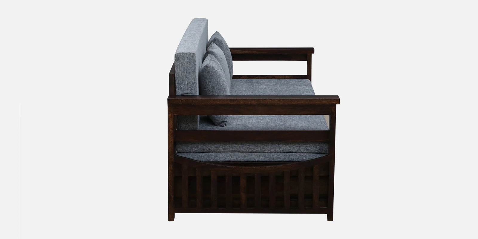 Belmani Sheesham Wood Pull Out 3 Seater Sofa Cum Bed In Provincial Teak & With Cushions - Febonic Living