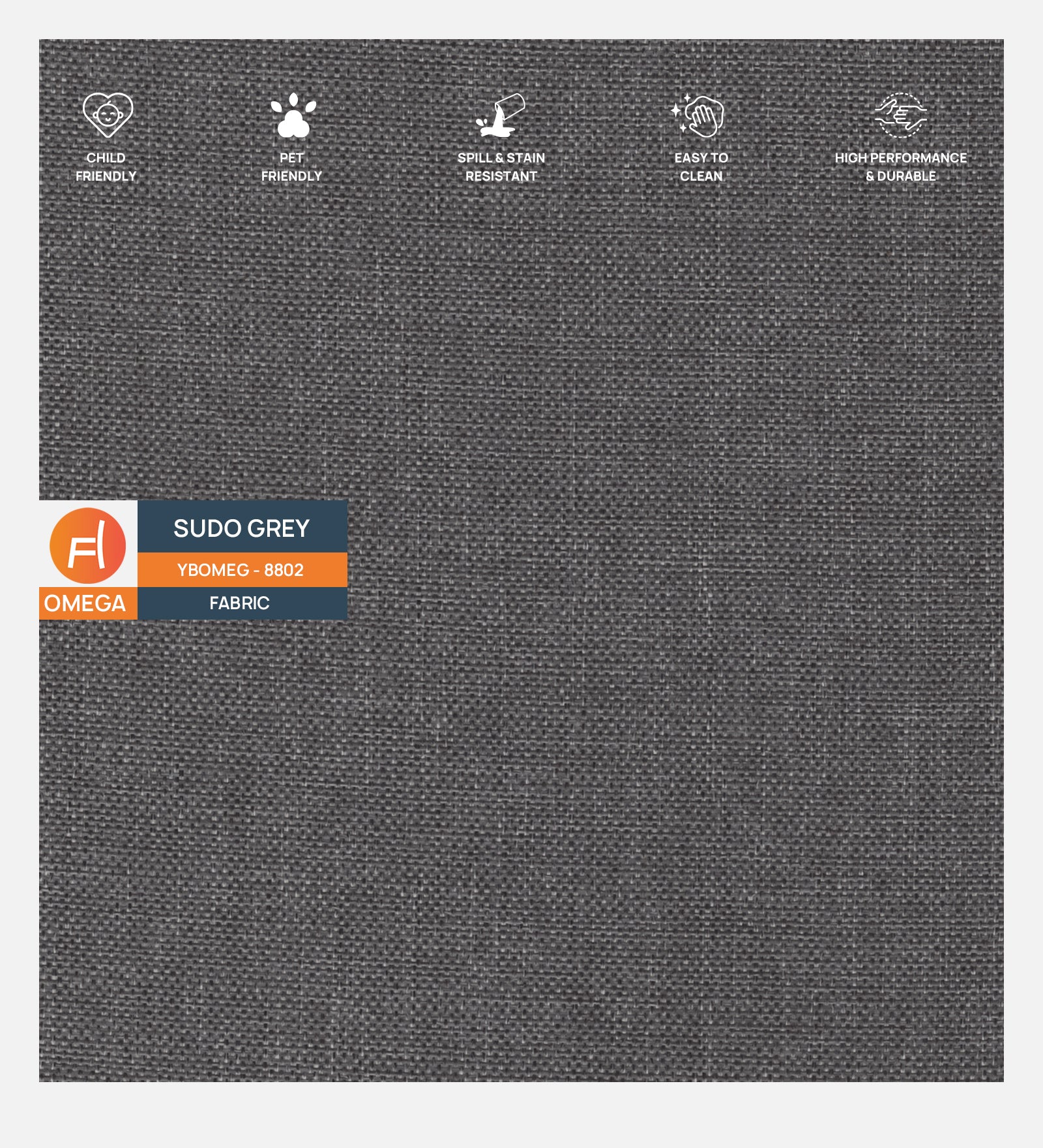 Ribby Fabric 1 Seater Sofa In Sudo Grey Colour - Febonic Living