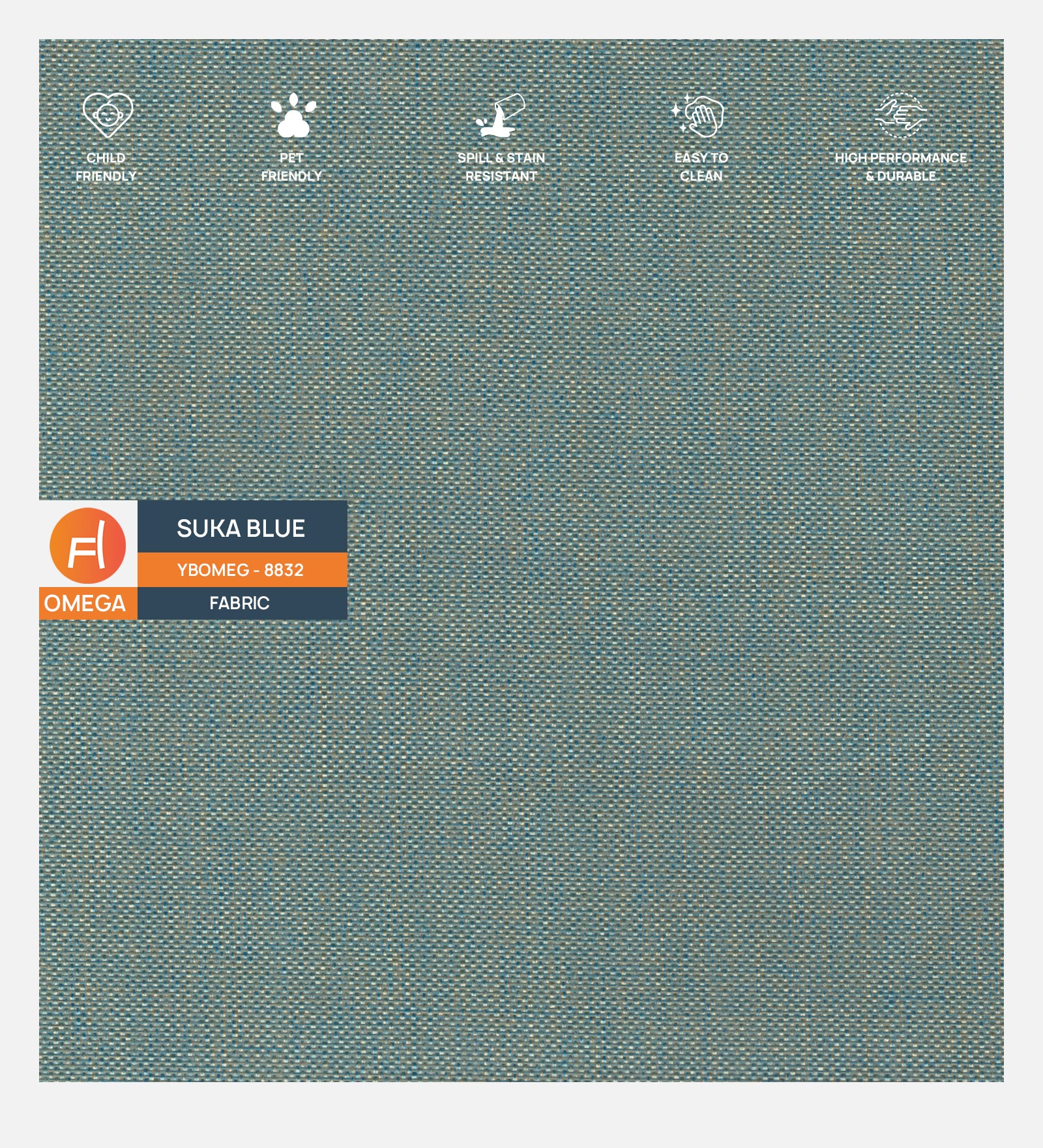 Ribby Fabric 1 Seater Sofa In Suka Blue Colour - Febonic Living