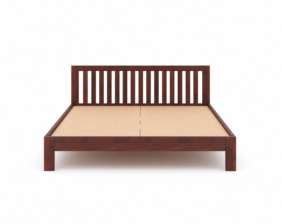 Sukka Sheesham Wood King Size Bed In Honey Oak Finish
