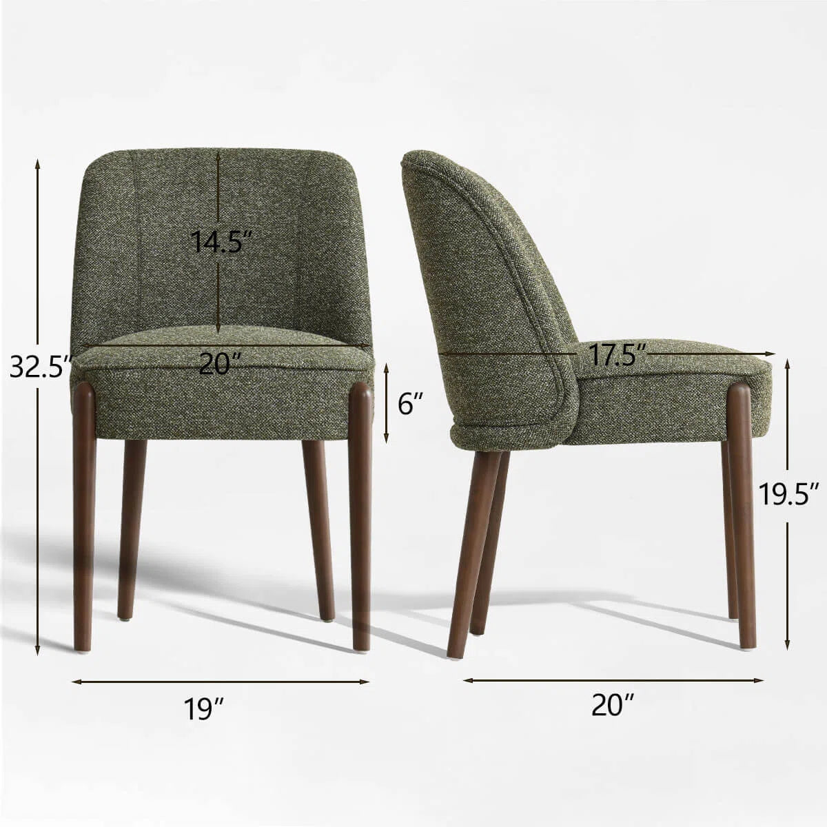 Supra Fabric Dining Chair In Green Colour (Set of 2)