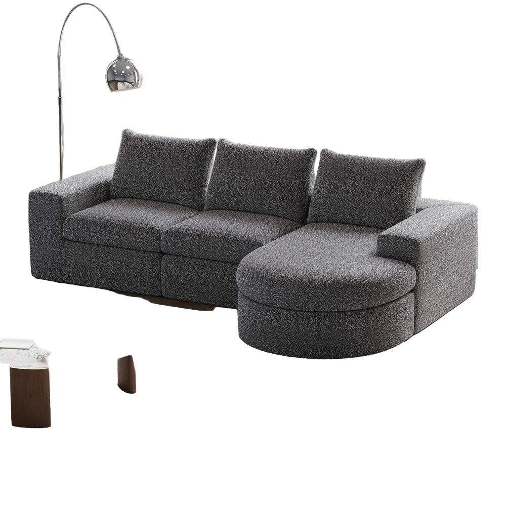 Syren Fabric LHS Sectional Sofa (2+Lounger) In Nimbus Grey Colour