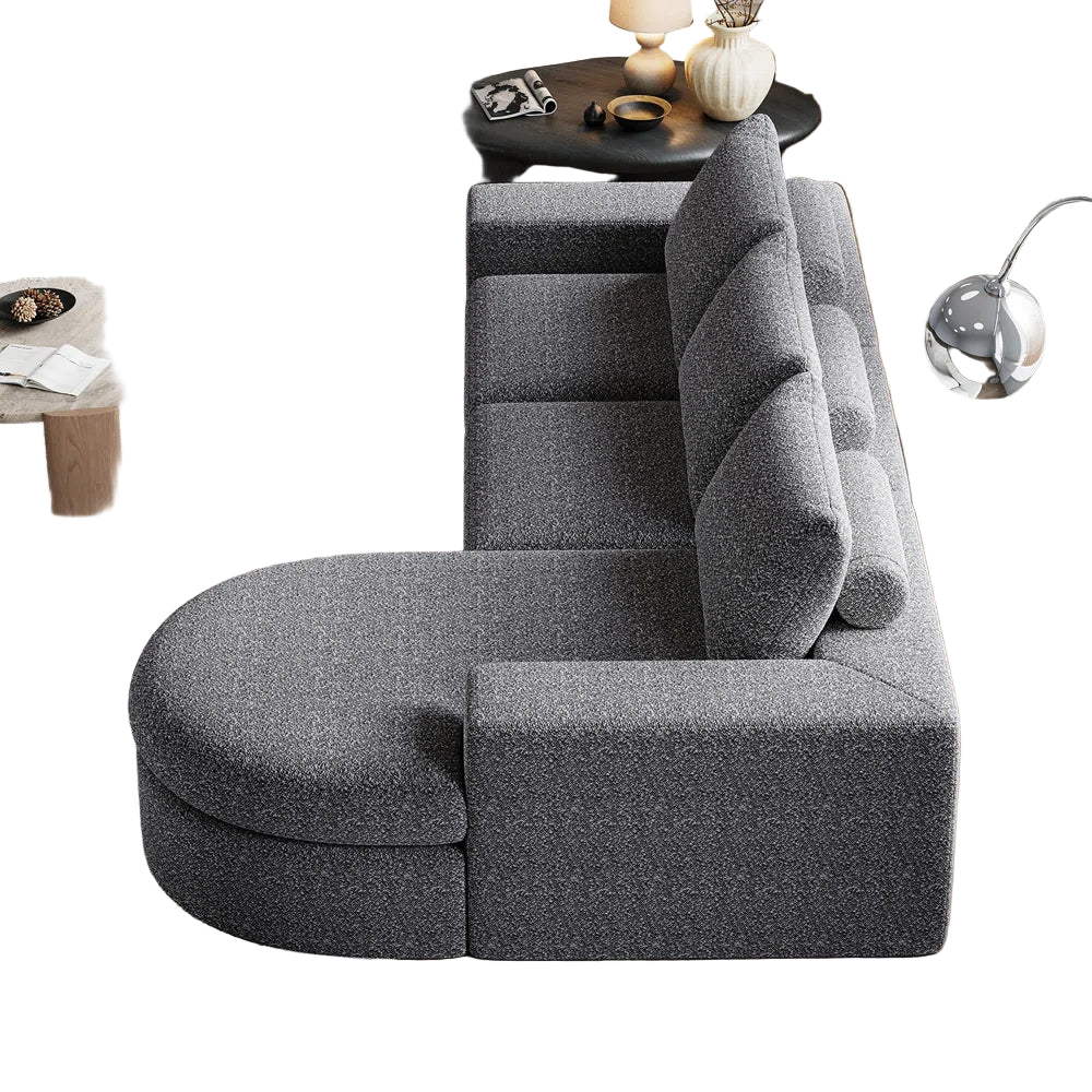 Syren Fabric LHS Sectional Sofa (2+Lounger) In Nimbus Grey Colour
