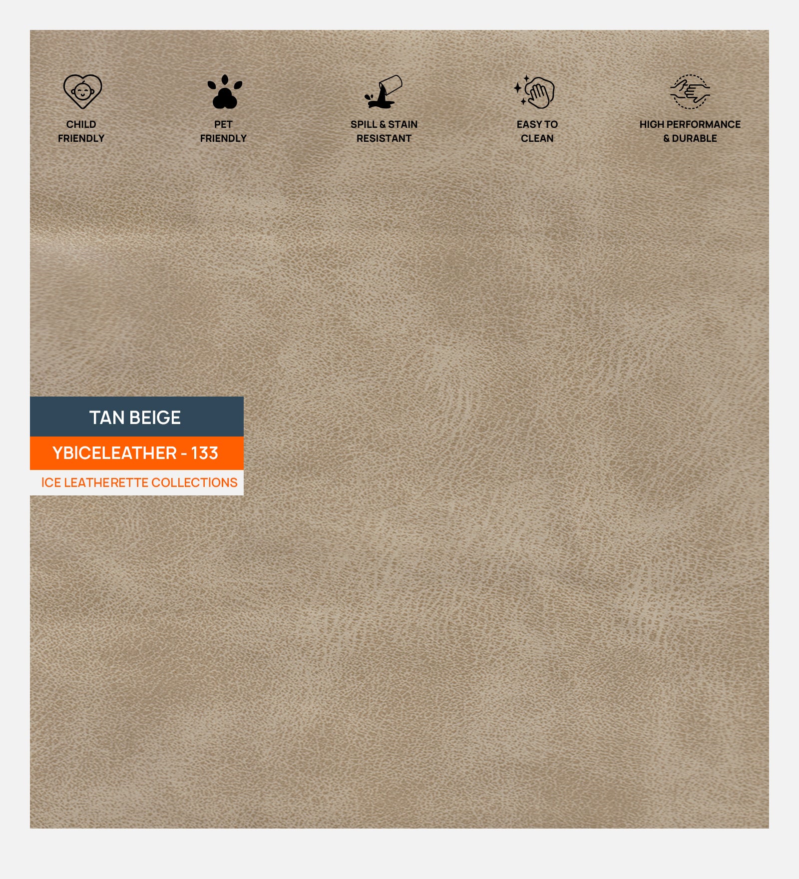 Artificial Leather Swatch Tan Beige 133 Code - Febonic Living