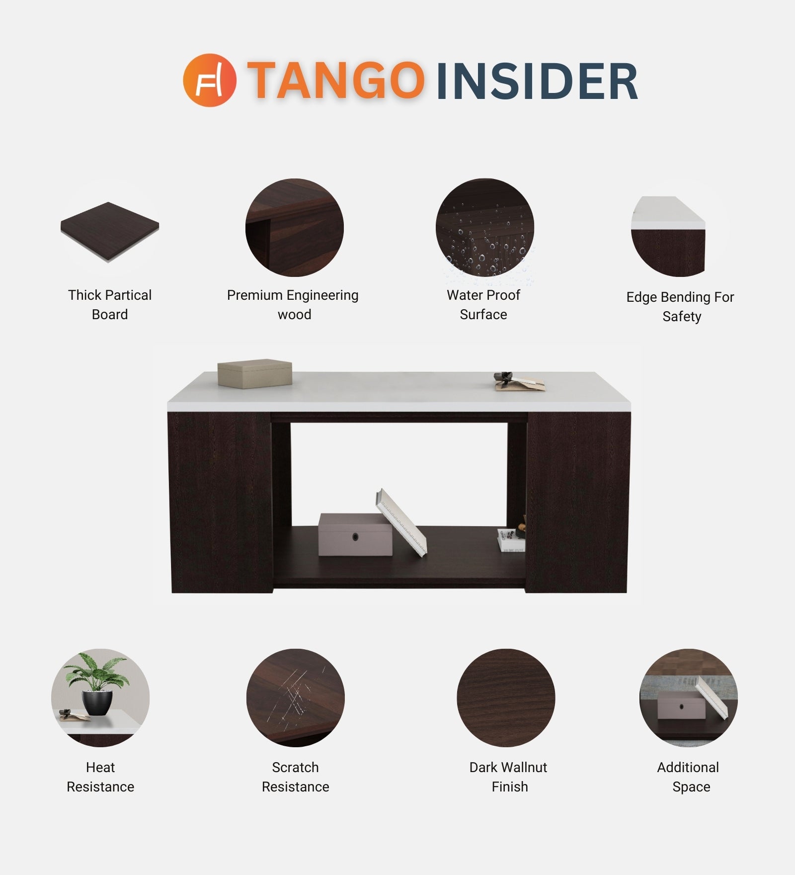 Misi Coffee Table In Oral Walnut & Frosty White Finish - Febonic Living