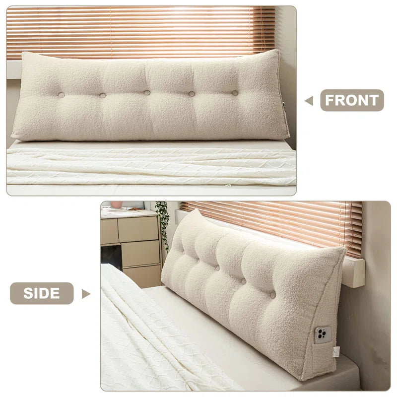 Fengu Boucle Large Headboard Wegde Pillows in Camel Beige Colour - Febonic Living