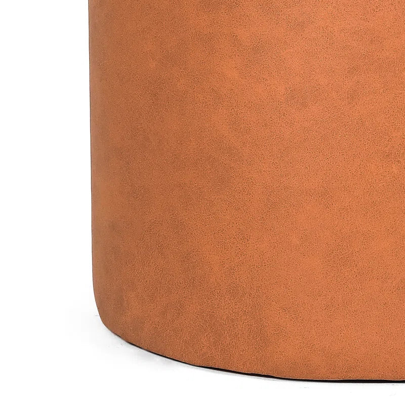 Muddy Leatherette Pouffe In Cinnamon Brown Colour - Febonic Living