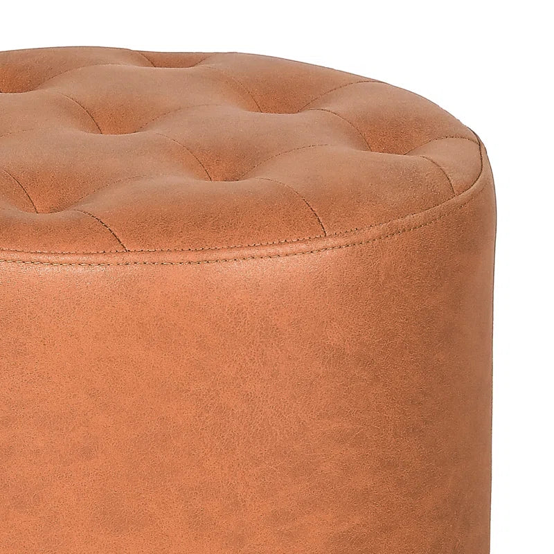 Muddy Leatherette Pouffe In Cinnamon Brown Colour - Febonic Living