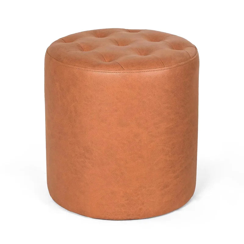 Muddy Leatherette Pouffe In Cinnamon Brown Colour - Febonic Living